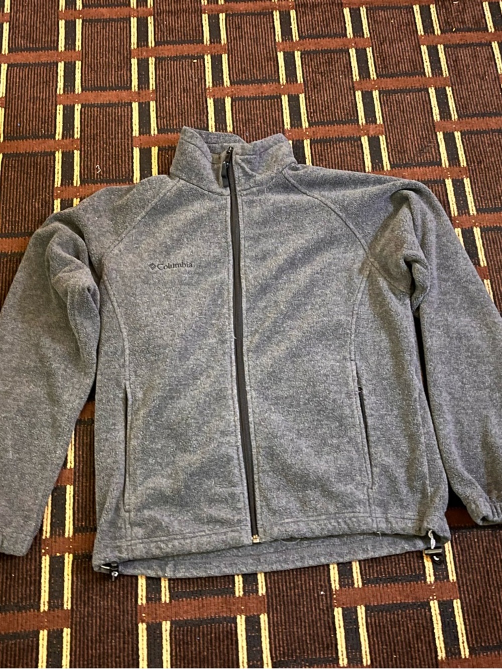 Women’s Columbia Heather Gray Full-Zip Fleece Jacket Medium M Pockets (351)